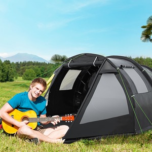 Outsunny Camping Tent with 2 Rooms for 3-4 Persons - Blue by Outsunny