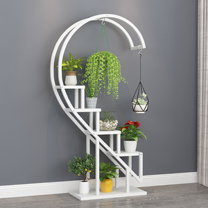 Crescent 4-Tier Plant Stand - White by Livingandhome