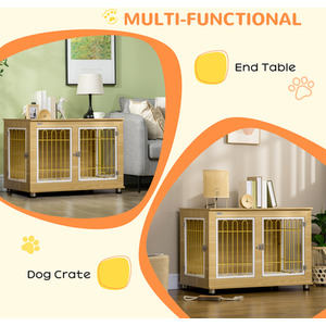Dog Crate Furniture End Table with Soft Cushion by PawHut