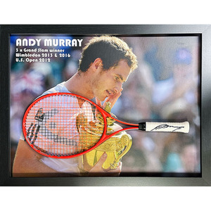 Sir Andy Murray Signed and Framed Tennis Racket - Red by Allstarsignings