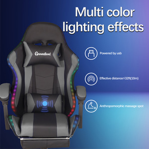 Premium LED Gaming Chair with Footrest - Grey by Groundlevel