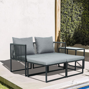 5 Piece Layla Metal Sofa Set - Grey