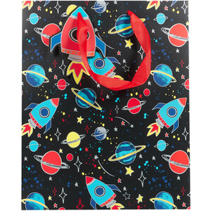 Pack of 2 Dinosaur and Space Large Gift Bags - Black