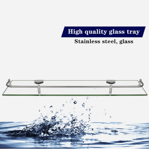 Bathroom Shelf Tempered Glass Storage Organizer - Transparent / 60cm by Livingandhome