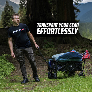 Folding Camping Trolley on Wheels Festival Wagon - Black by MoverX