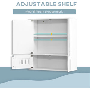 kleankin Bathroom Mirror Cabinet Wall Mount Storage Cupboard - White by kleankin