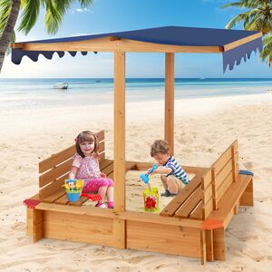 Kids Play Station Sandbox - Brown by Costway