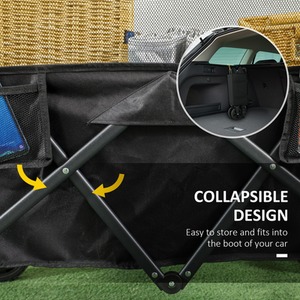 Outsunny 180L Folding Trolley on Wheels with Extendable Side Walls by Outsunny