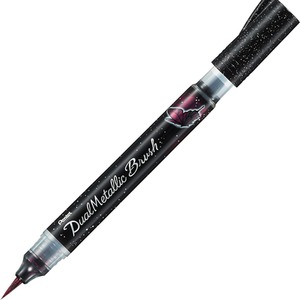 Pentel Arts - Dual Metallic Brush Pen - Metallic Ink - Single Pen - Black/Metallic Red by Pentel