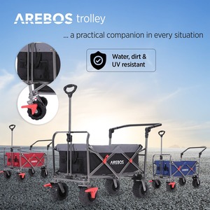 Hand Cart with Telescopic Push Bar - Foldable - Black by AREBOS