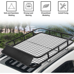 Cargo Roof Rack Basket Car Top Luggage Carrier - Black by Costway