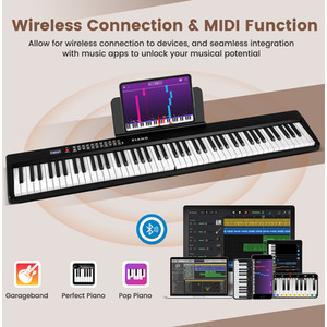 88 Key Foldable Electric Keyboard Piano - Black by Costway