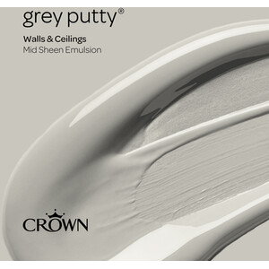 Crown Walls and Ceilings Mid Sheen Emulsion - Grey Putty / 2.5l by Crown Paints