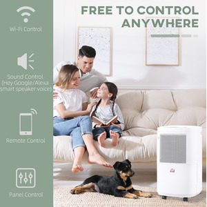 HOMCOM Portable Dehumidifier with WiFi Smart App Control - White, Black by HOMCOM