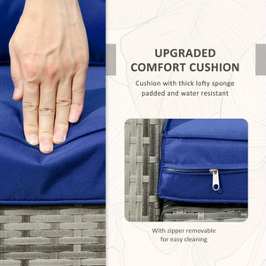 Outsunny 3 Piece PE Rattan Wicker Garden Furniture Set - Blue by Outsunny