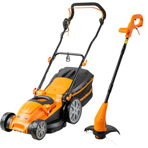 LawnMaster 1800W Electric Lawnmower and Grass Trimmer Set - Orange