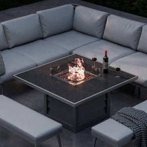 Mayfair Corner Lounging Set with Fire Pit Grey - Grey by Royalcraft