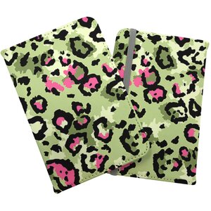 Green And Pink Leopard Print Passport Cover - Green by Warren Reed - Designer