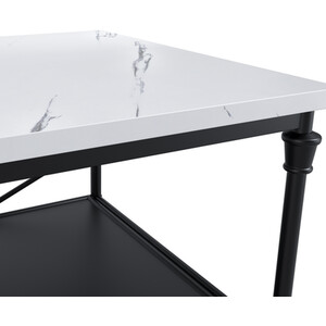 Fairmont Marble Effect Kitchen Island - Matt Black and White