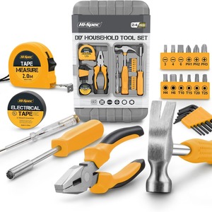 24 Piece Home Womans Small DIY Hand Tool Kit Set in a Box Case by Hi-Spec