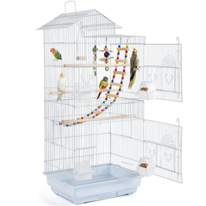 Metal Large Roof Top Bird Cage with Swing - White by Yaheetech