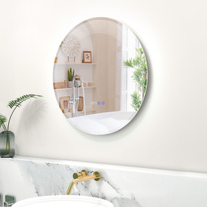 Round LED Bathroom Wall Mirror - Silver by Costway