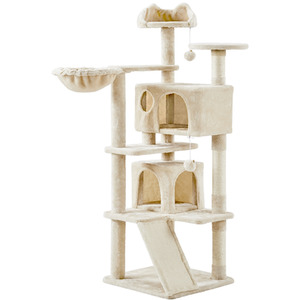 Yaheetech 146cm Plush Cat Tree Tower for Kittens - Beige by Yaheetech