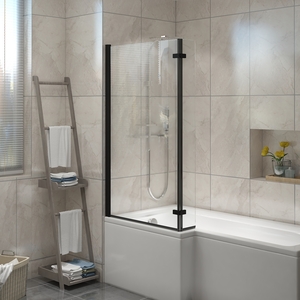 Square Bath Shower Screen Bifold Panel Pivot Screen - Black
