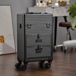 Large Professional Makeup Case on Wheels - Black by Livingandhome