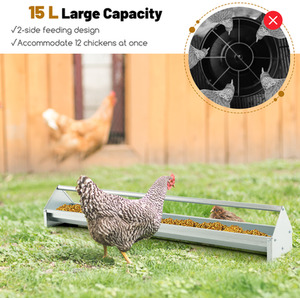 Long Chicken Feeder - Silver by Costway