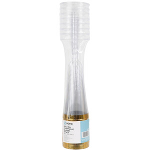 Pack of 8 Gold Rim Champagne Glasses - Gold