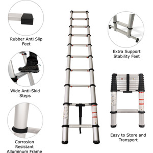 Extra Wide Telescopic Ladder with Soft Close Design - Grey / 88cm by Groundlevel