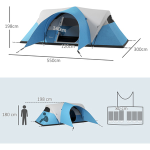 Outsunny 3000mm Waterproof Camping Tent with Porch and Sewn in Floor by Outsunny