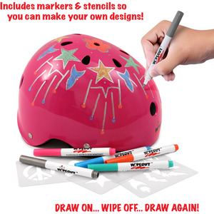 Wipeout Dry Erase Kids Bike Helmet Pink by Wipeout