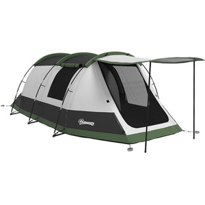 Outsunny 3-4 Man Camping Tent with Bedroom, Living Room and Porch by Outsunny