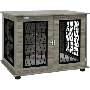 PawHut Dog Crate Furniture End Table Indoor for Medium and Large Dogs - Grey / 56cm by PawHut