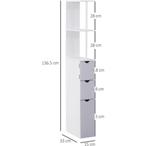 HOMCOM Tall Bathroom Cabinet Bathroom Storage Cabinet with Drawers by HOMCOM