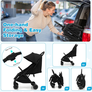 Baby Stroller with Detachable Seat Cover - Black by Costway