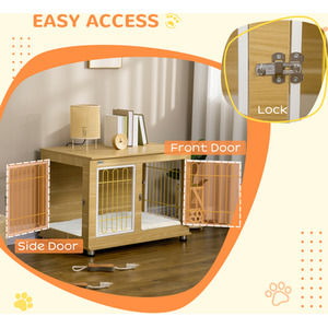 Dog Crate Furniture End Table with Soft Cushion by PawHut