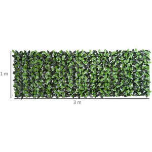 Outsunny 3M x 1M Artificial Leaf Hedge Screen - Green by Outsunny