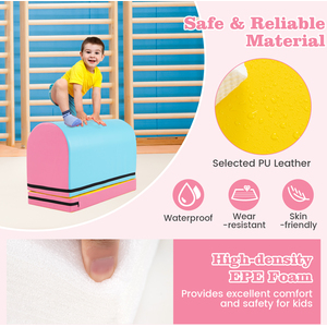 Mailbox Tumbling Mat Gymnastics Vaulting Box - Blue & Pink by Costway