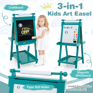 3-in-1 Double-sided Art Easel - Green by Costway
