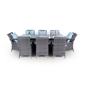 Arizona Fire Pit Square Rattan Patio Dining Set - Grey / 8 by Giardino