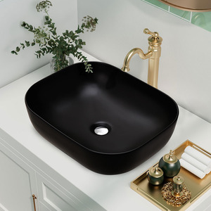 All-Black Ceramic Bathroom Sink - Black by Livingandhome