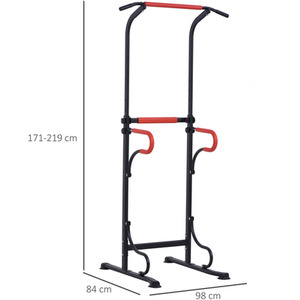 HOMCOM Steel Multi Use Exercise Power Tower - Black, Red by HOMCOM