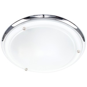 IP44 Round Flush Ceiling Light with Shade and Cool Bulb - Silver by ValueLights