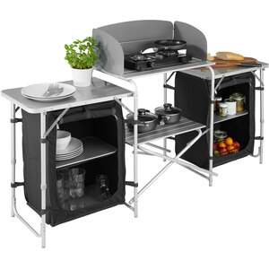 Large Camping Kitchen Station - Black by tectake