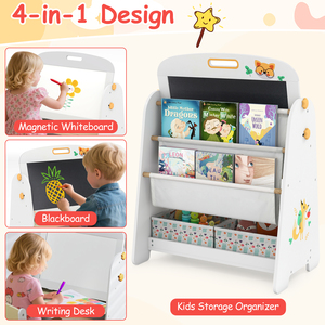 4-in-1 Kids Art Easel - White & Natural by Costway