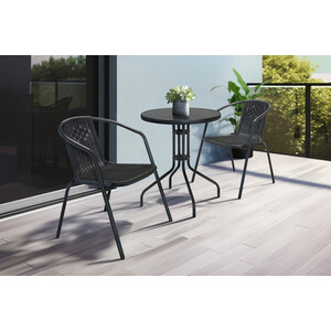 Pisa Bistro Set - Black by Outdoor Essentials