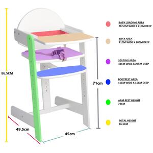 Grow with Me Wooden High Chair - White by Safetots